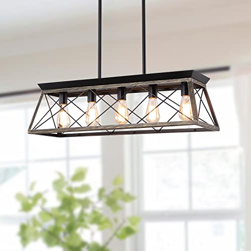 5 Light Linear Pendant Light Fixture Kitchen Island Lighting Antique Industrial Metal Farmhouse Chandeliers