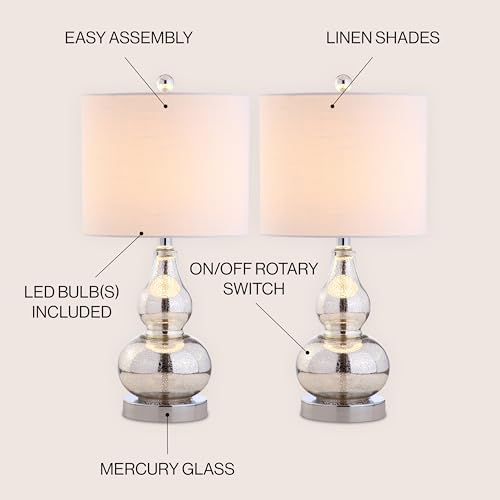 Anya Gourd Glass Table Lamp 20.5" (Set of 2 / Mercury Silver)