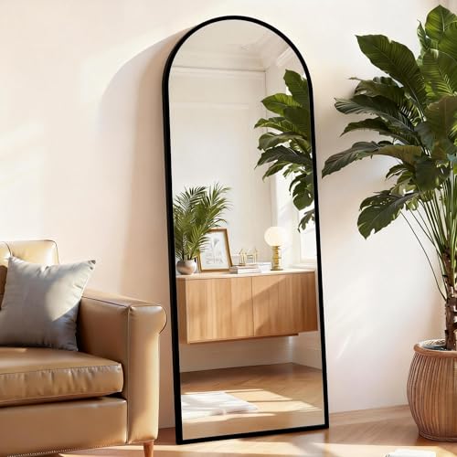 Arched Full Length Floor Mirror (Black-arched / 59"L x 16"W)