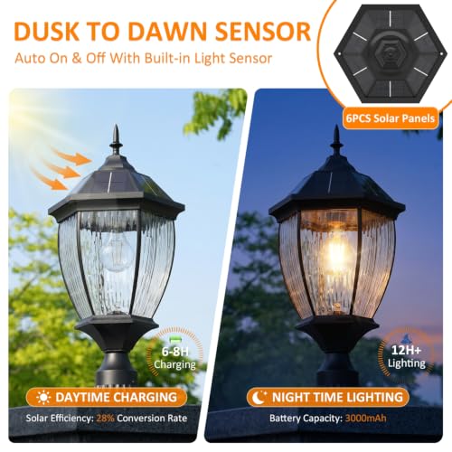 Solar Light Post Outdoor Waterproof with Pier Mount Base
