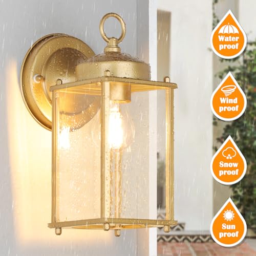 Large Outdoor Wall Lantern (Gold / 10.24 inch)