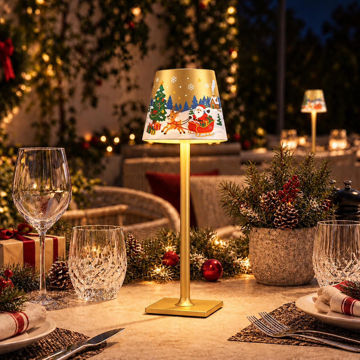 Gold Rechargeable Cordless Table Lamp (Christmas Gold)