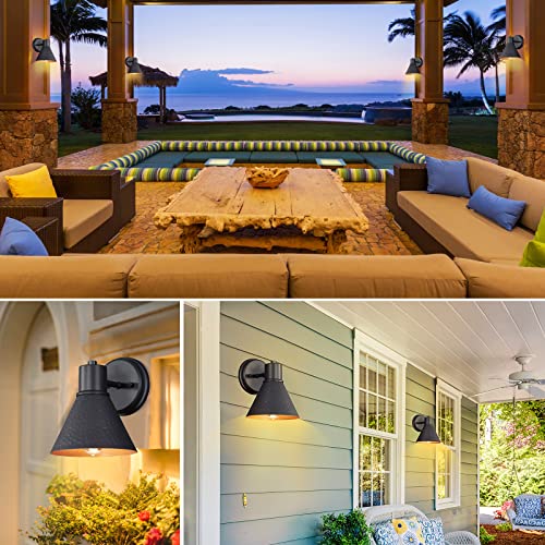 2 Pack Outdoor Wall Sconces (Black)