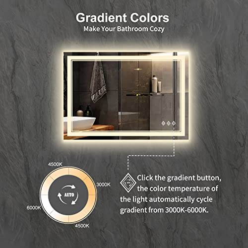 Lighted Bathroom Mirror (Front and Backlit / 40"L x 30"W)