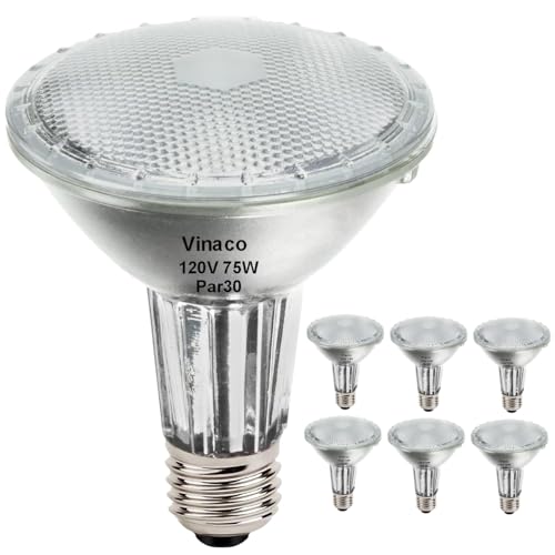 Halogen PAR30 Long Neck Flood Bulb Dimmable 75W 750LM 120V E26 6pcs (Par30-75W-6 Pack)