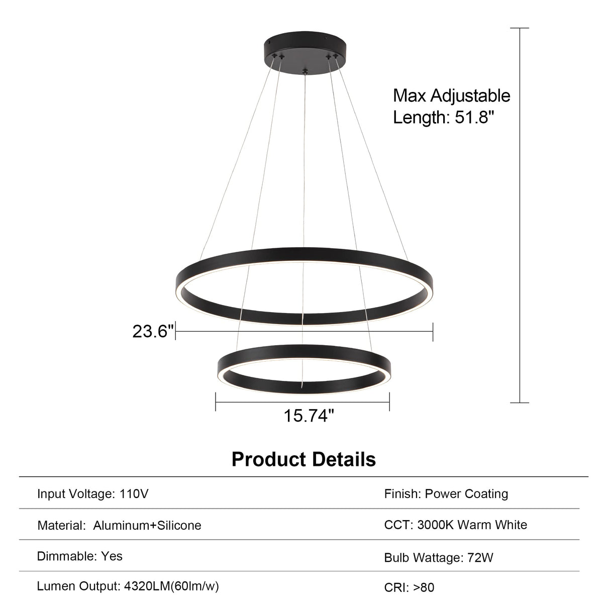 Modern Led Chandelier (15.7"+23.6")