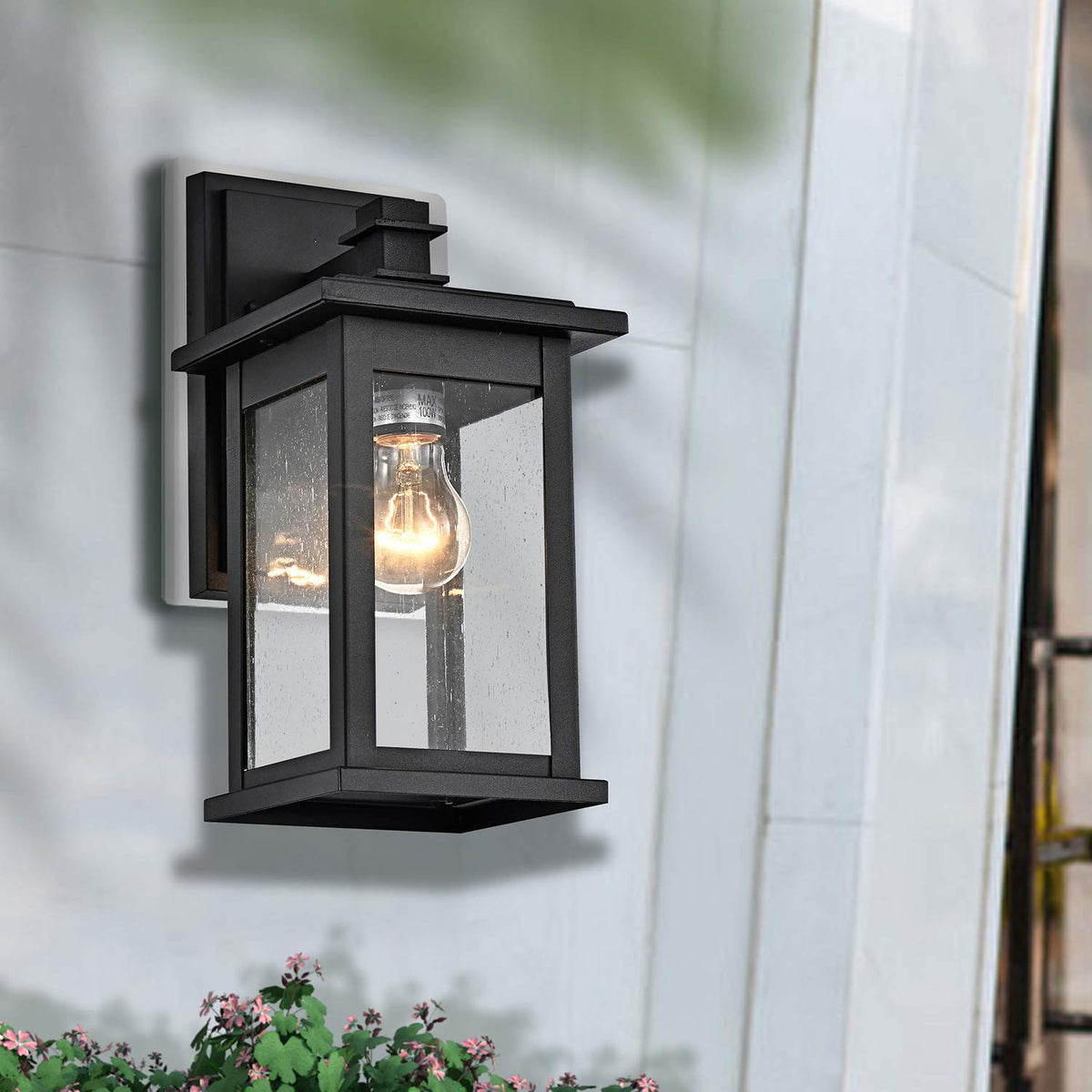 2 Pack Matte Black Outdoor Wall Sconce (Black / 1 Pack H12")