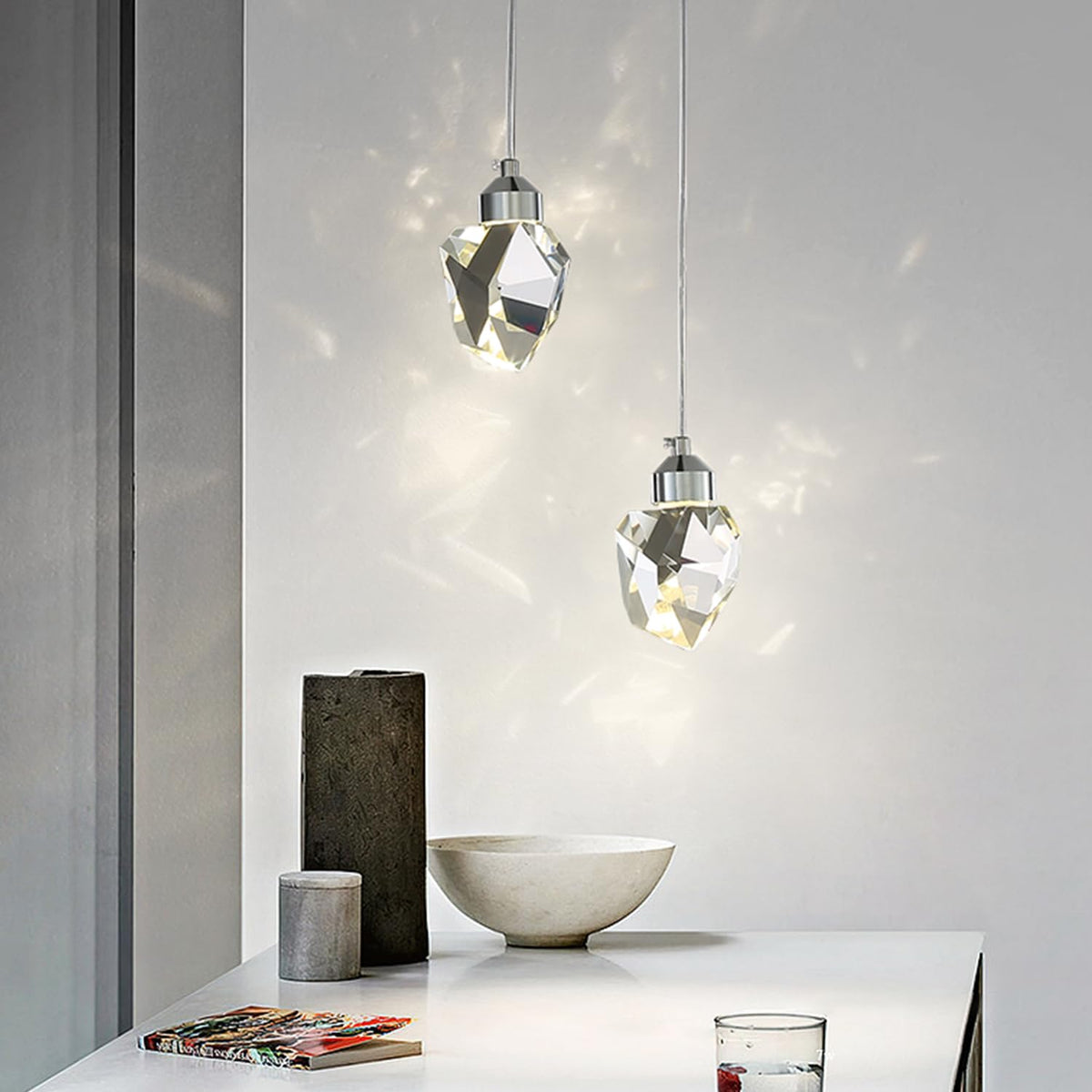 Silver Diamond Crystal 2 (Silver / 2-Light)