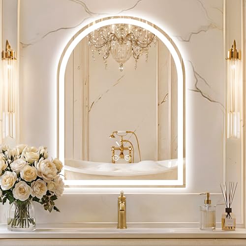 Arched LED Bathroom Mirror with Lights (3 Light Modes Arched / 32"L x 24"W)