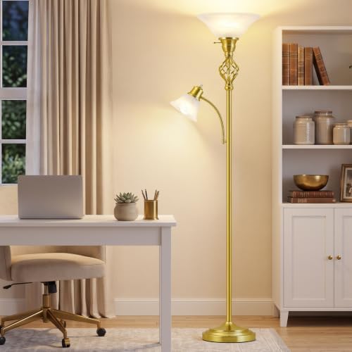 Torchiere Floor Lamp for Living Room (Gold 2)