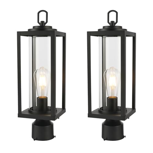 18Inch Outdoor Post Lights (Black(No Sensor) / 18.3 in)