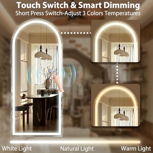 LED Arched Full Length Mirror (Arched / 76"L x 34"W)