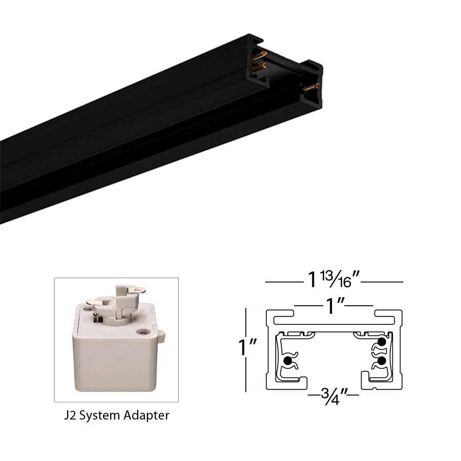 J Track 2FT Two Circuit Field Cuttable 120V Track for J Style 3 (Black / 4 Feet / J2-Series (2 Circuit))