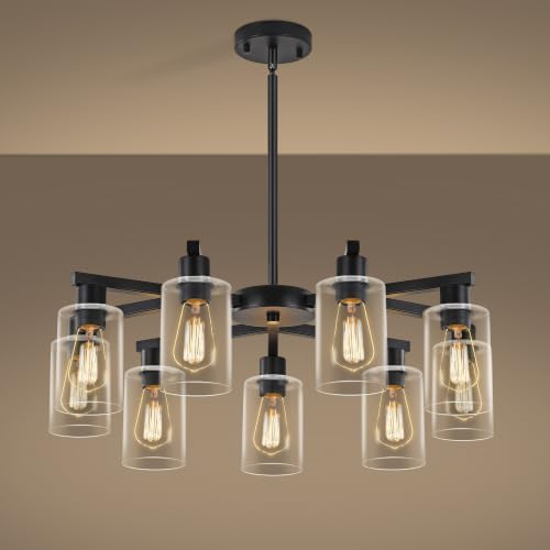 6 Light Modern Farmhouse Black Chandelier