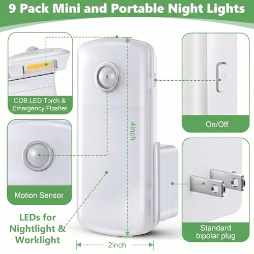 9 Pack 4 in 1 Home Emergency Power Failure Night Lights
