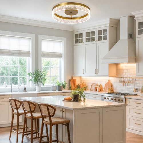 Gold Flush Mount Ceiling Light (19in Gold)