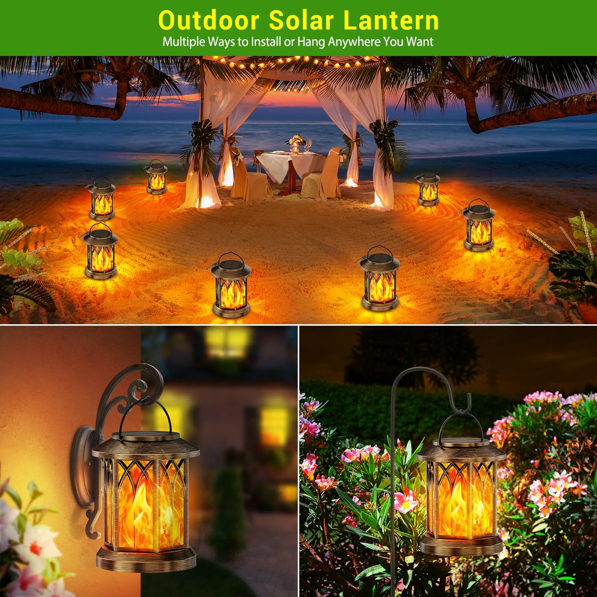 4 Pack Solar Lanterns Outdoor Waterproof (Bronze / 4 Pack)