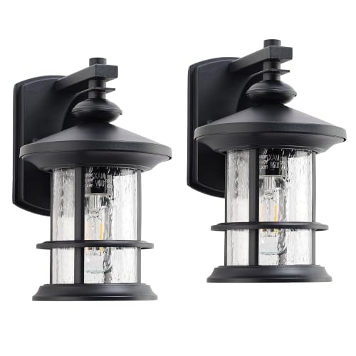 100W Max Modern Industrial Black Outdoor Sconce Lantern Light (Black / 2 Pack H10")