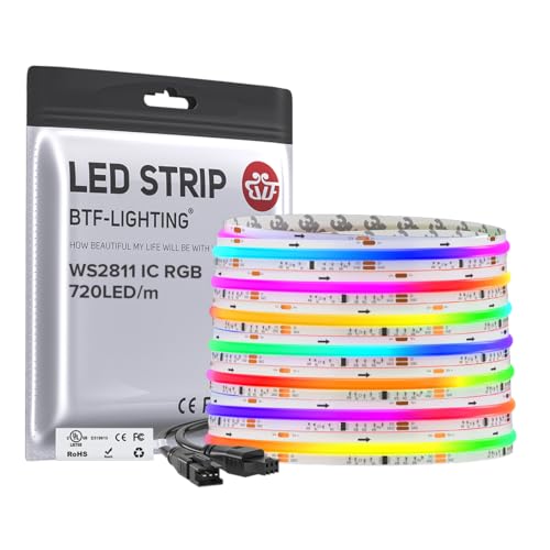 24FT WS2811 Smart IC RGB DC24V FCOB COB LED Strip Light (White PCB / 24FT)