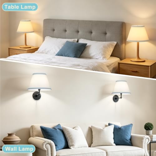 Lampshades Set of 2 (Cream with Blue Rim)