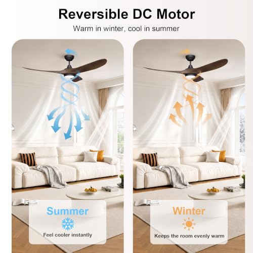 60 Inch Ceiling Fan with Lights (Black & Walnut / 60 inch)