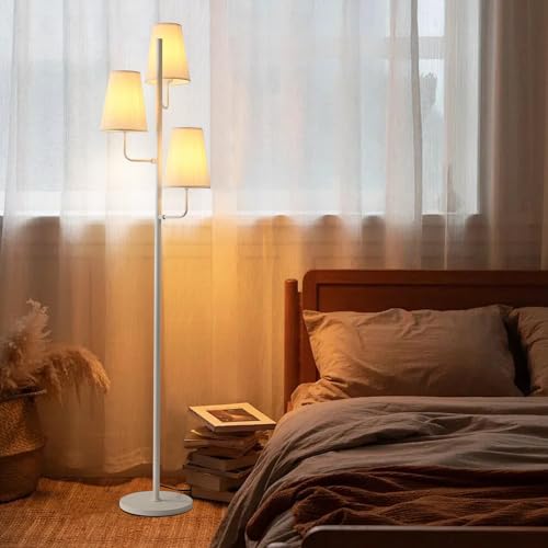 Traditional Floor Lamp for Living Room (White-Fabric)