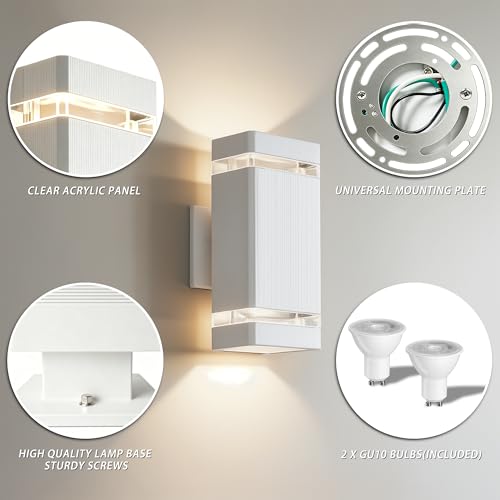 Square Dusk to Dawn Outdoor Wall Lights (2 Packs-White / Dusk to Dawn)