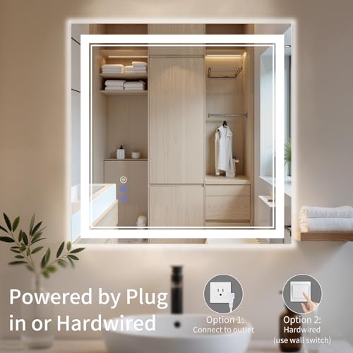 30"x30" LED Bathroom Mirror with Lights (30"L x 30"W)