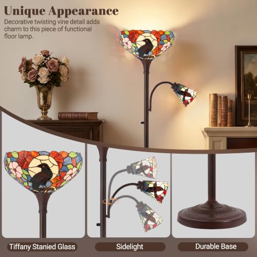 Tiffany Floor Lamp (Raven Floral)
