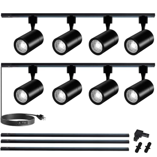 J&L Type LED Track Lighting Kit Dimmable Adjustable Angle Light Heads (Black)