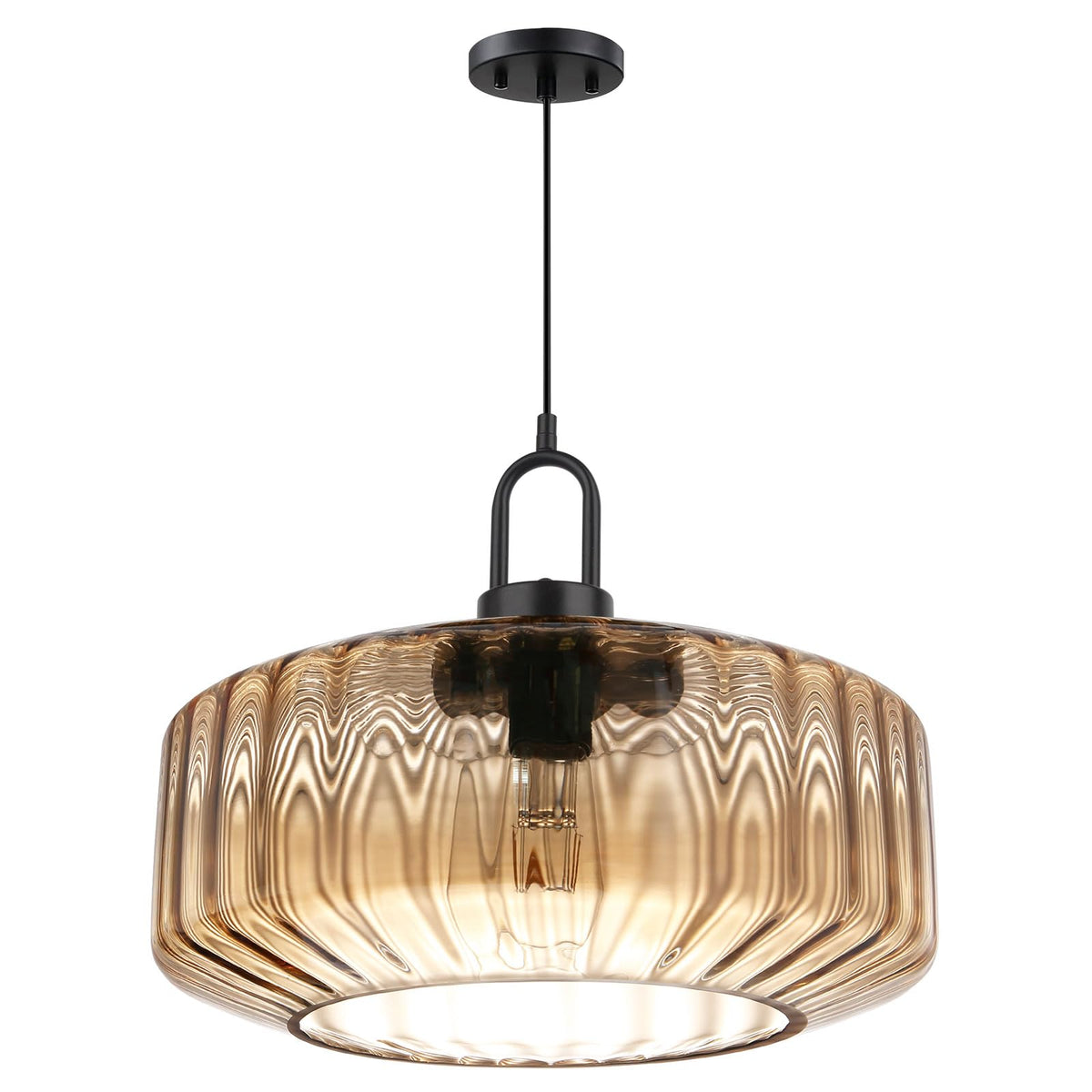 13.78″ Large Glass Pendant Light Mid Century Amber Lighting fixture (13.7″-Amber)