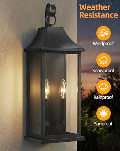 22" Large Outdoor Wall Lights 2 Pack (Black / 22 Inch)