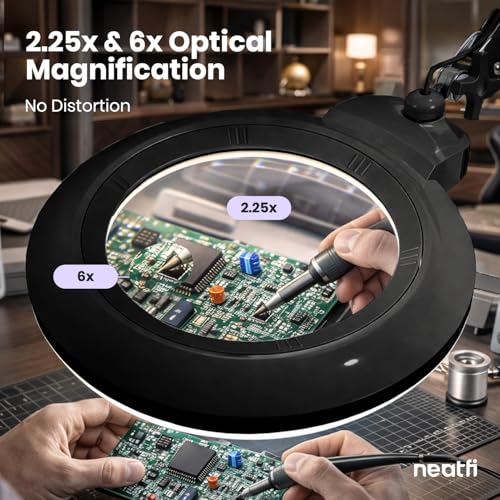 LED Magnifying Lamp with Base (Black / 7-inch Lens, Non-CCT with Base)