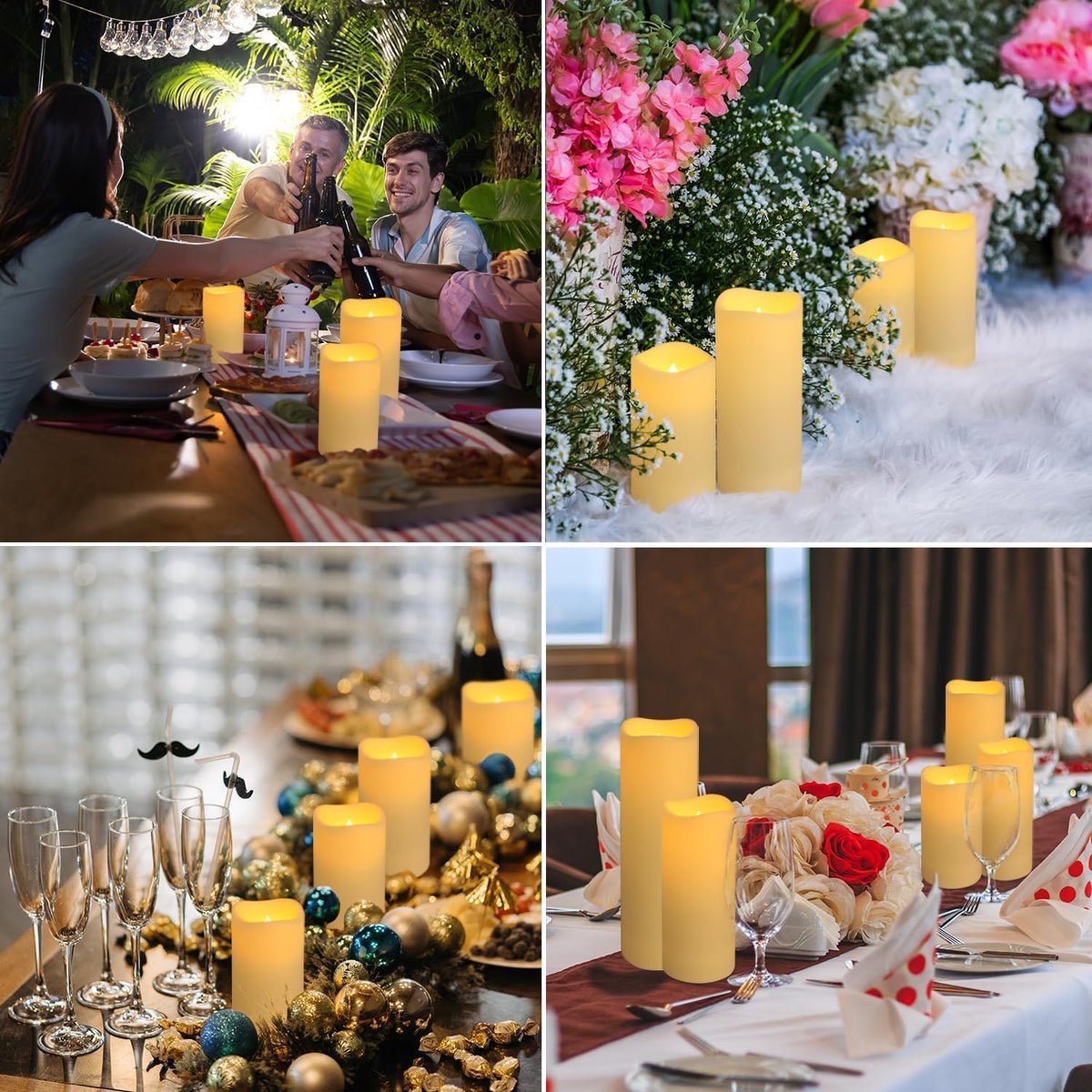 Set of 24 Waterproof Outdoor Flameless Candles (24 Pack Ivory-2)