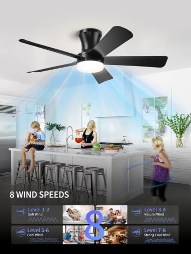Low Profile Ceiling Fan with Light and Remote
