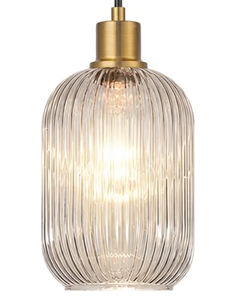 Striped Cylinder Glass Pendant Light