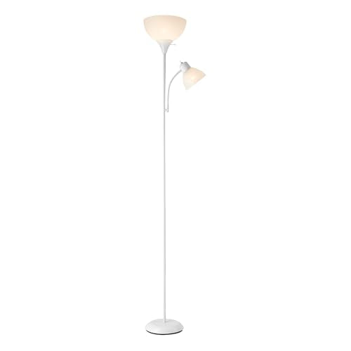 67136 72" Torchiere Floor Lamp with Adjustable Reading Light (White / 1 Pack)
