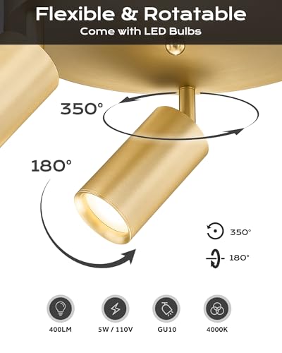 3 Light Track Lighting Fixtures Ceiling (Kaleidoscope, Brushed Gold / 16.1", 3-light)