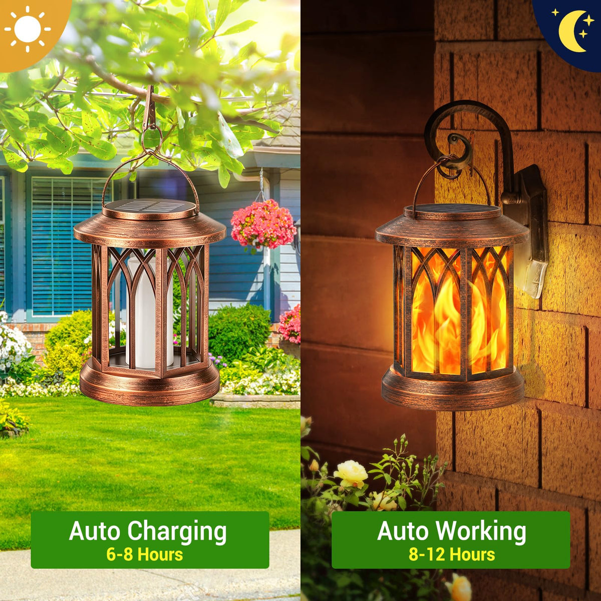 6 Pack Solar Lantern Outdoor Lights (Copper / 6 Pack)
