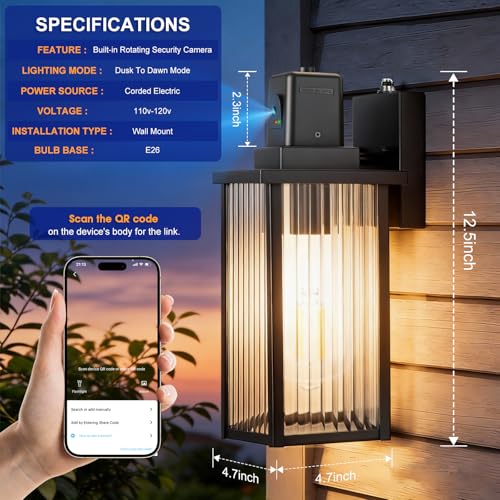 2 Pack Smart Porch Light Camera (2 Pack)