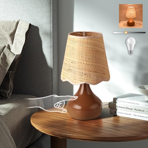 Brown Small Bedside Table Lamp for Bedroom (Brown / Touch Control)