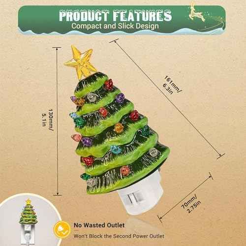 Christmas Tree Night Light (Christmas Tree and Stars-3000K / 2 Pack)