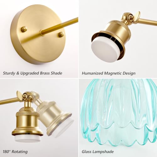 Vintage Battery Operated Wall Sconce (Gold-Sky Blue / Gold)