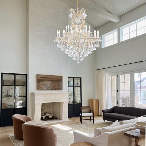 Gold Large Crystal Chandelier (24-Light/Gold)