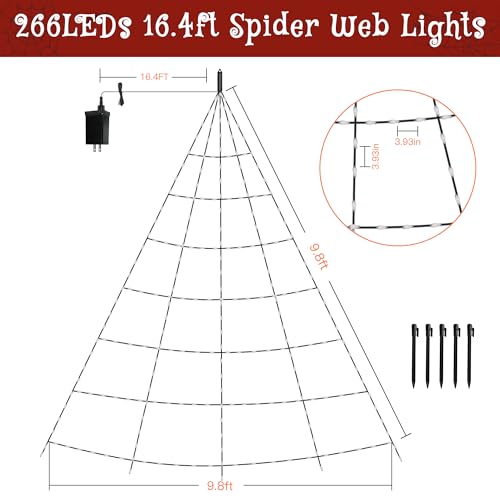 Halloween Lights Outdoor 454 LED Spider Web Lights Orange & Purple Halloween Decorations