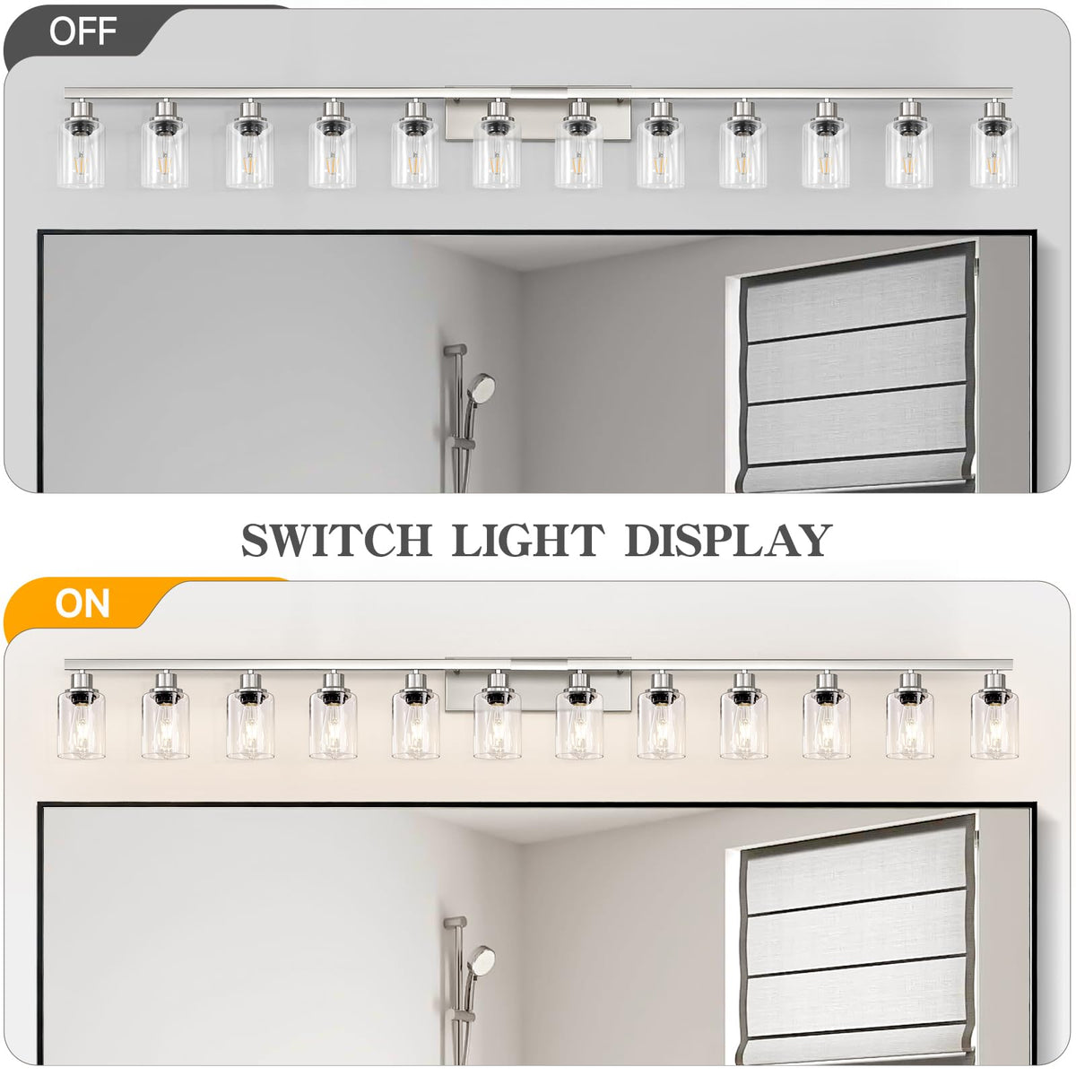 Brushed Nickel Bathroom Vanity Light Over Mirror 12 Light 78in (Nickel / 12-light)
