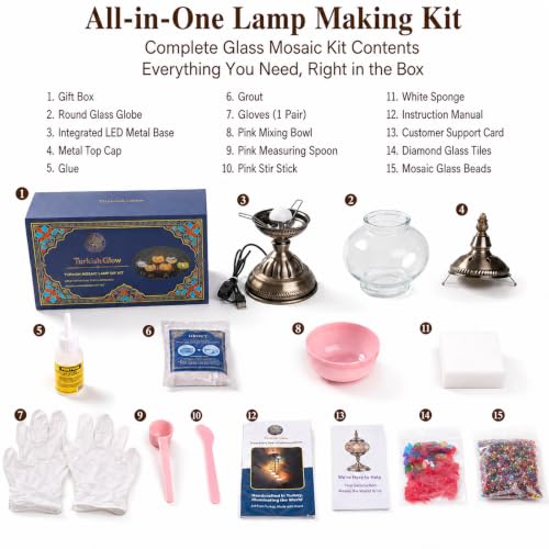Turkish Lamp with Mosaic Kit for DIY Adults Crafts Set (Multicolor)