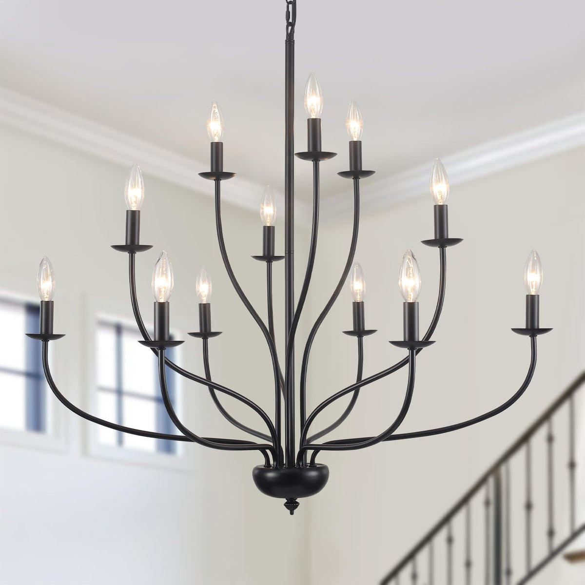 Black Chandelier 12 Light (Black)