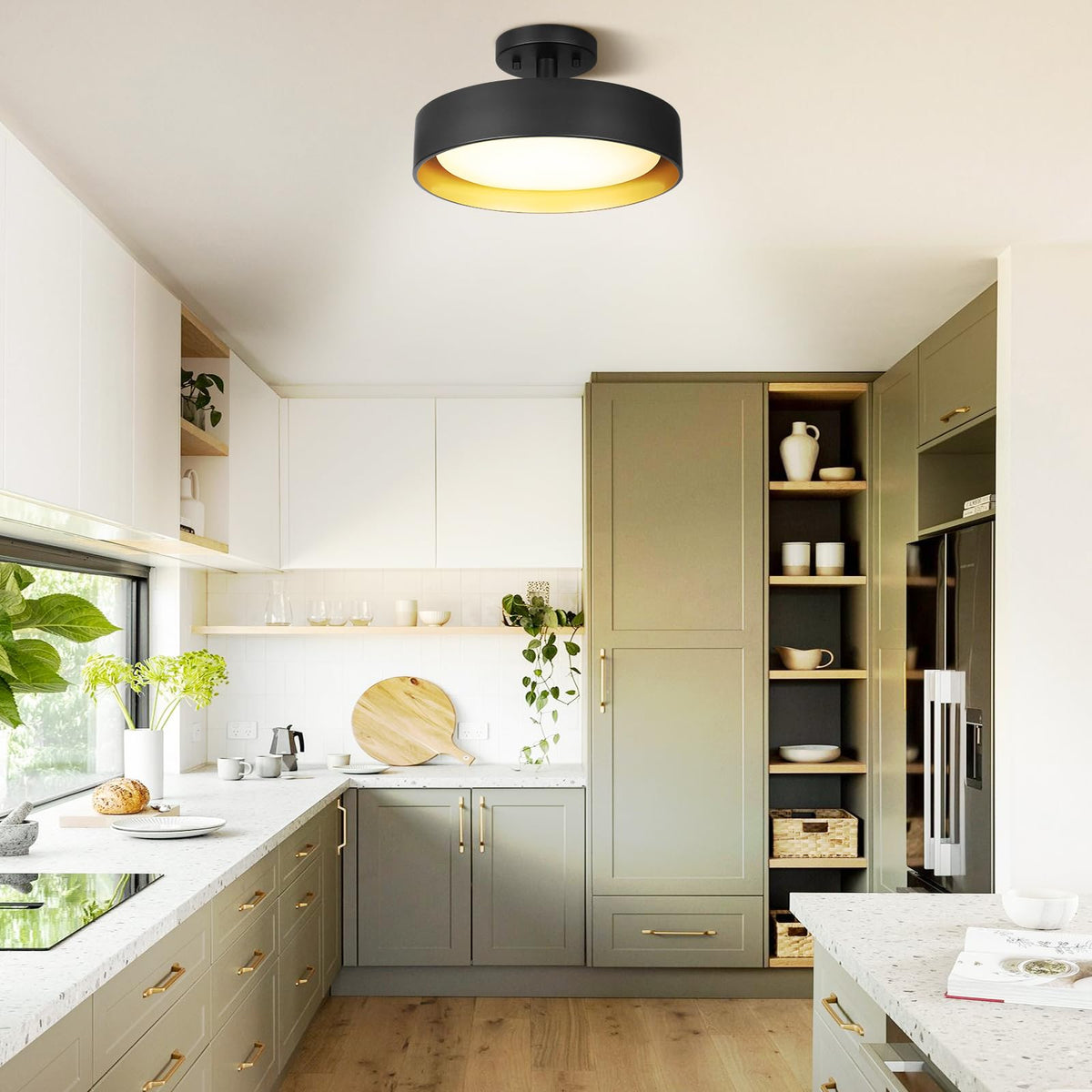 Semi Flush Mount LED Ceiling Light 4000K (Neutral White)
