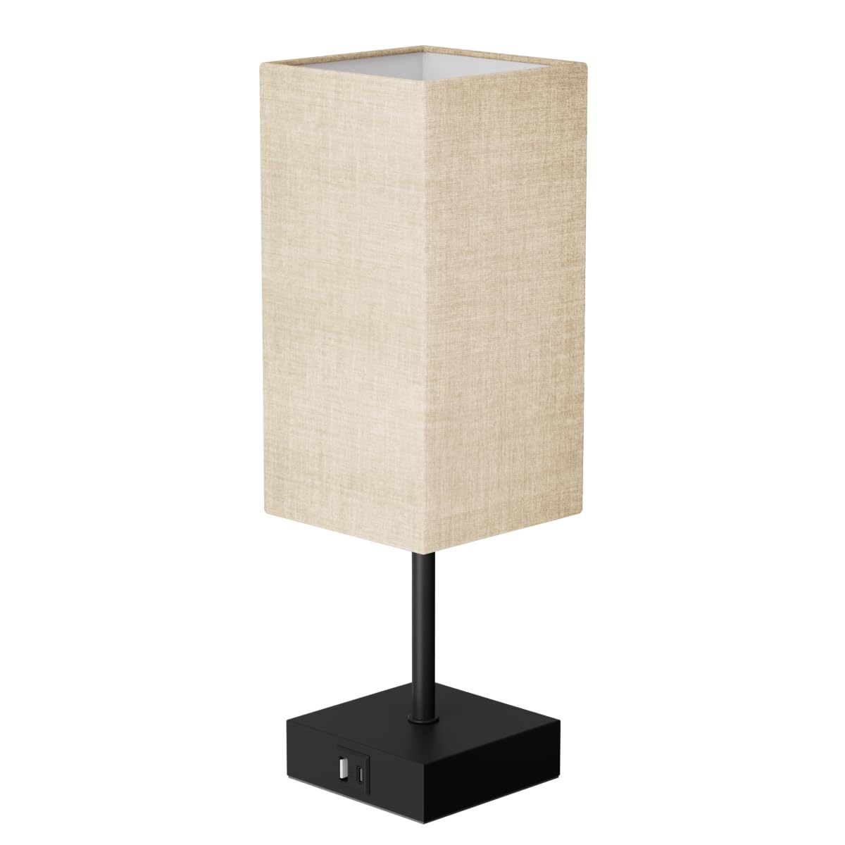 Bedside Table Lamp for Bedroom with 2 USB Ports (Upgraded Beige / 1-Pack)
